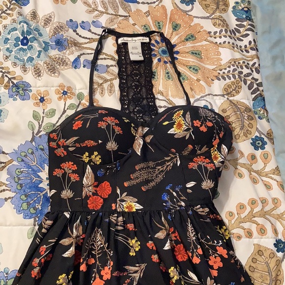 Black floral mini dress with pockets - Picture 6 of 6